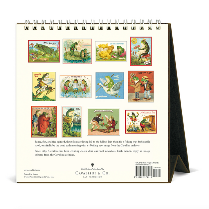 Cavallini Desk Calendar - Frogs & Friends (2027)
