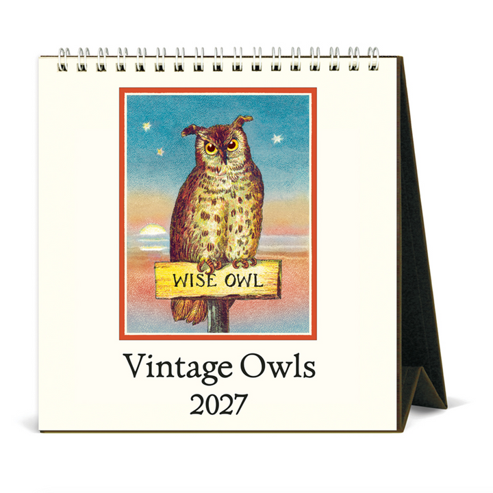 Cavallini Desk Calendar - Vintage Owls (2027)