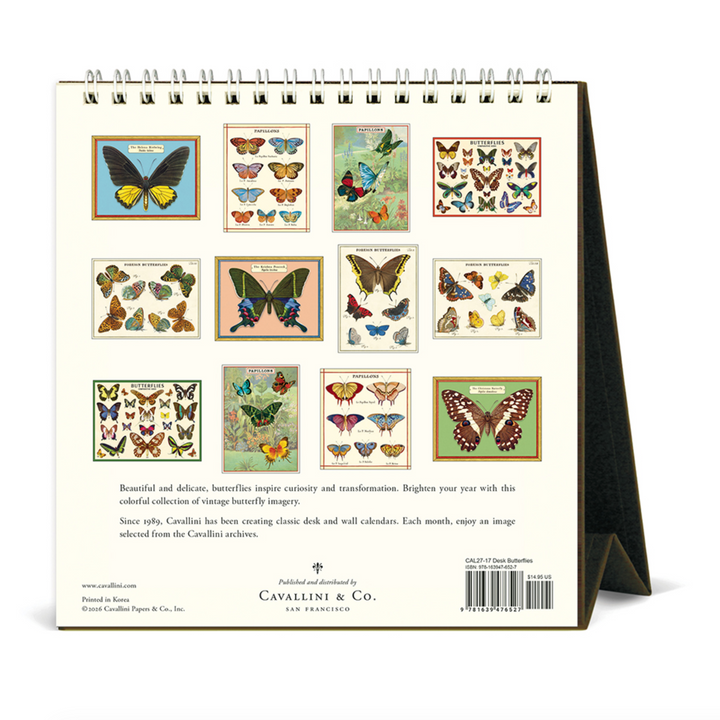 Cavallini Desk Calendar - Butterflies (2027)