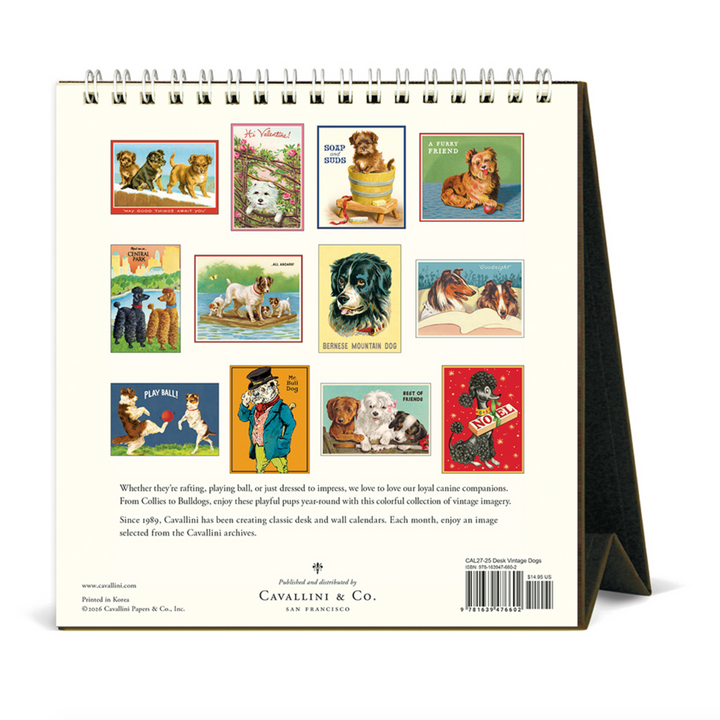Cavallini Desk Calendar - Vintage Dogs (2027)