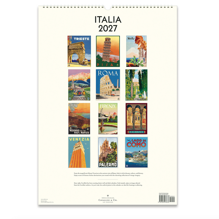 Cavallini Wall Calendar - Italia (2027)