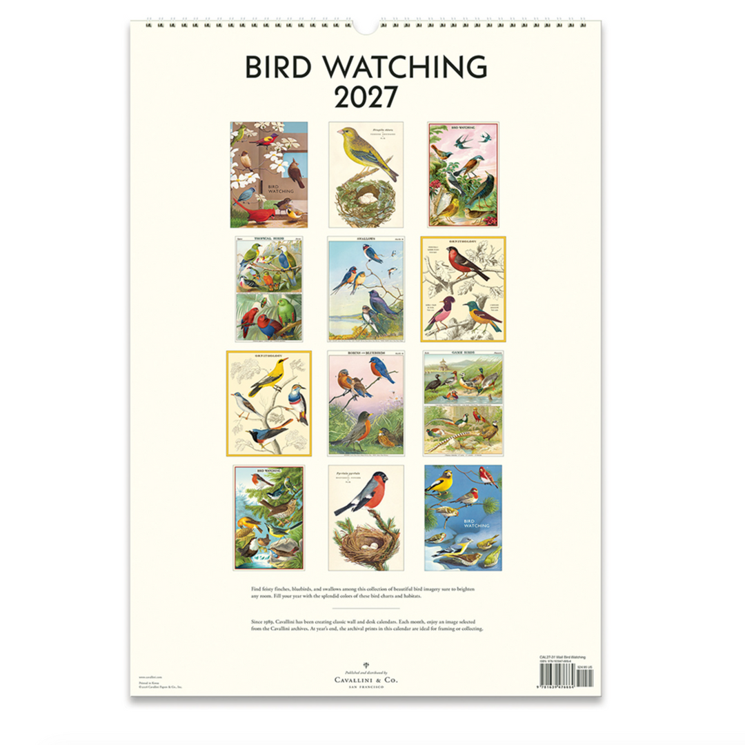 Cavallini Wall Calendar - Bird Watching (2027)