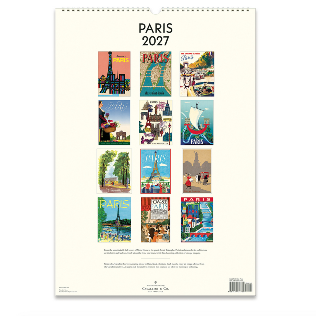 Cavallini Wall Calendar - Paris (2027)