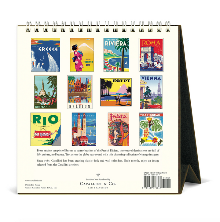 Cavallini Desk Calendar - Vintage Travel (2027)