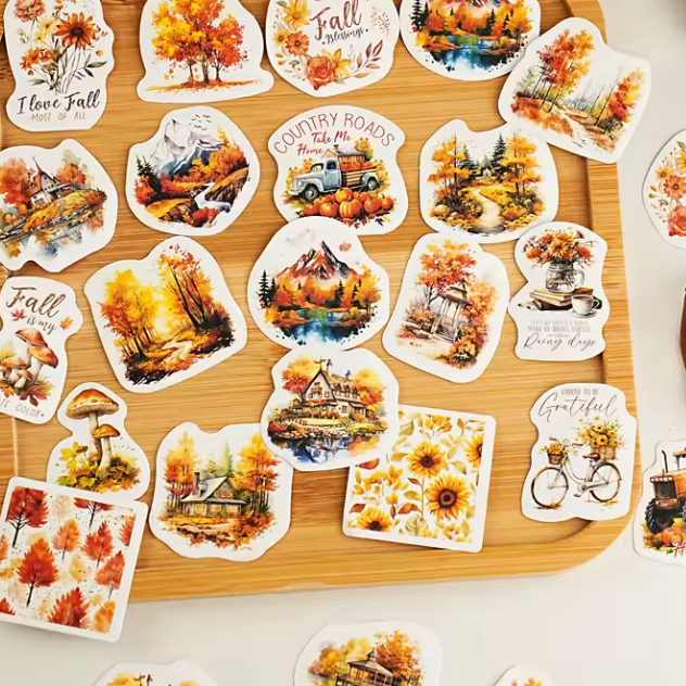 Golden Autumn Stickers (Pack of 45)