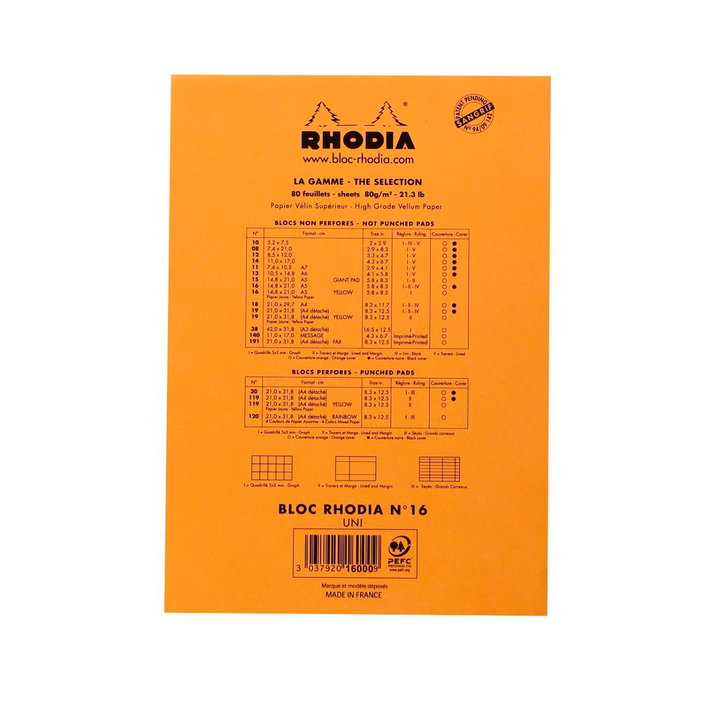 Rhodia Classic Staplebound Notepads (6" x 8.25")
