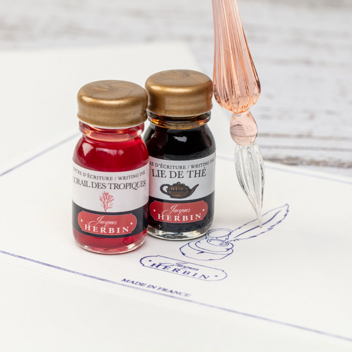 Spiral Body Round Glass Pen & Ink Sets