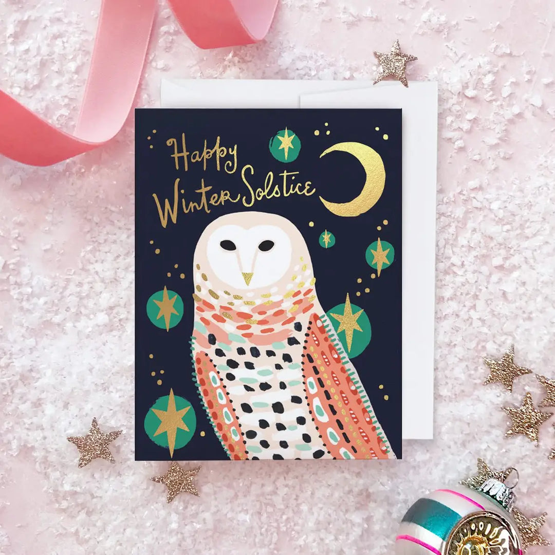 Snowy Owl Winter Solstice Card
