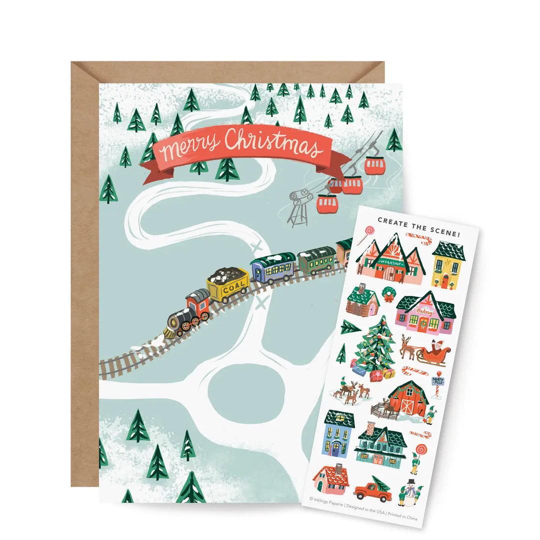 Sticker Scene Card - North Pole Village