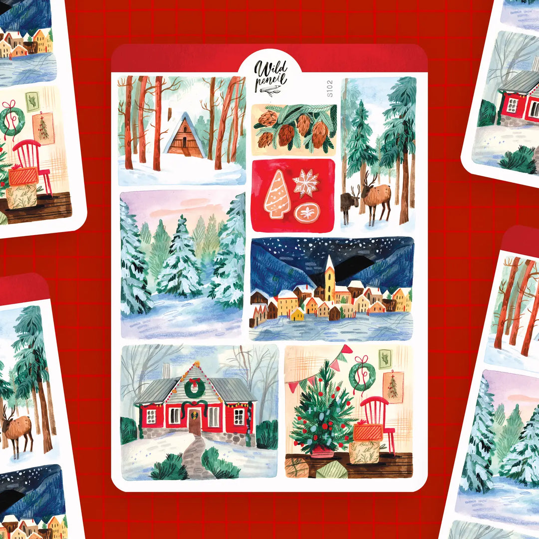 Sticker Sheet — Christmas Landscapes