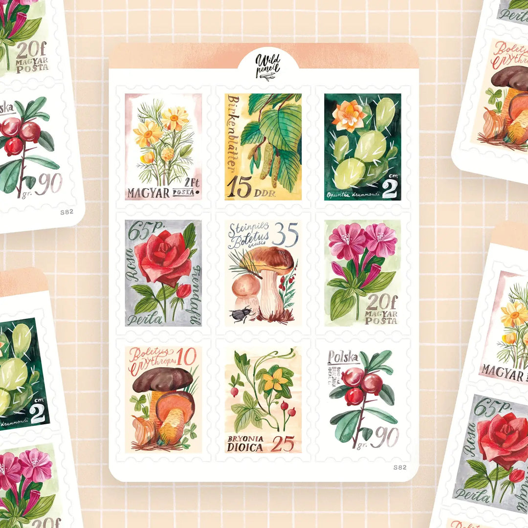 Sticker Sheet — Vintage Stamps