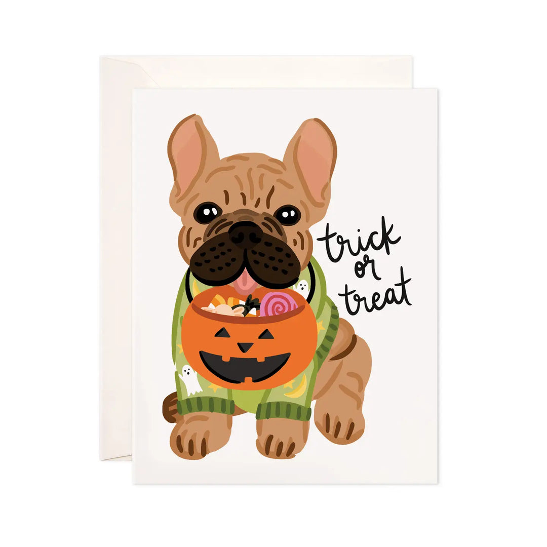 Trick or Treat Frenchie Halloween Card