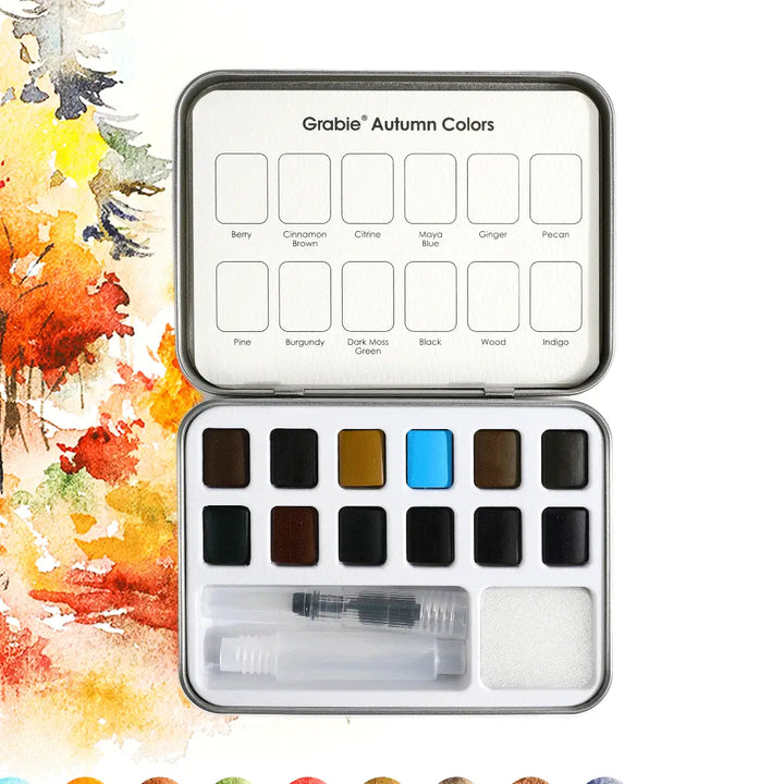 Watercolor Pocket Set of 12 with Brush - Autumn Colors