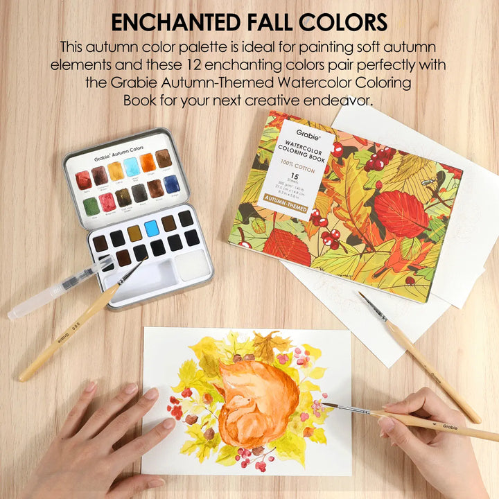 Watercolor Pocket Set of 12 with Brush - Autumn Colors