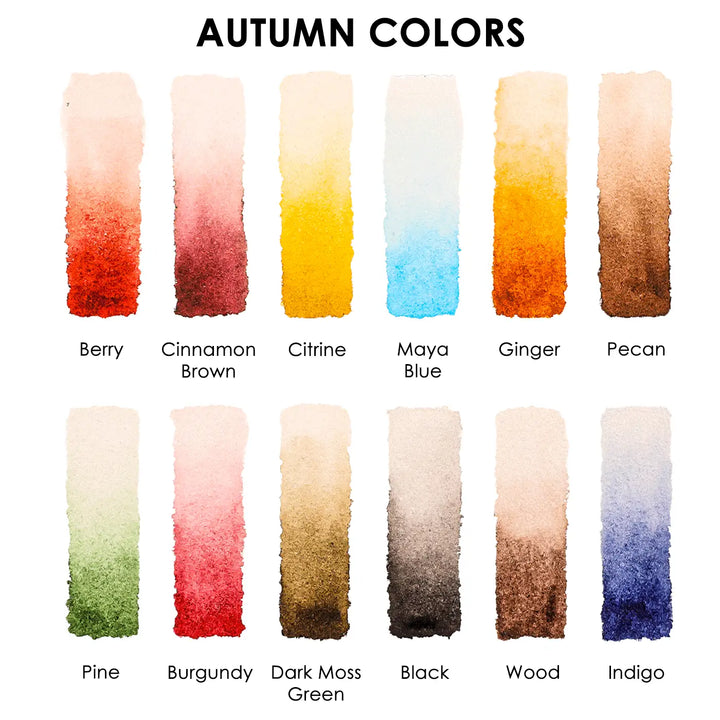 Watercolor Pocket Set of 12 with Brush - Autumn Colors