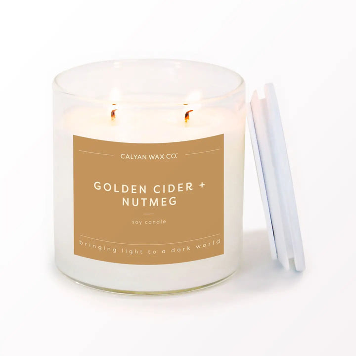 Golden Cider + Nutmeg - Clear Glass Tumbler Soy Candle