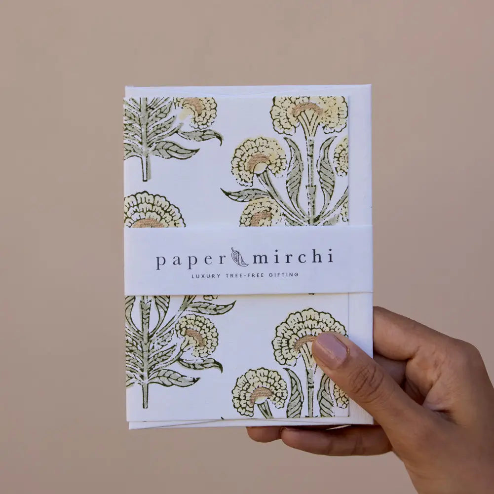 Hand Block Printed Greeting Card - Aurora Buttercream