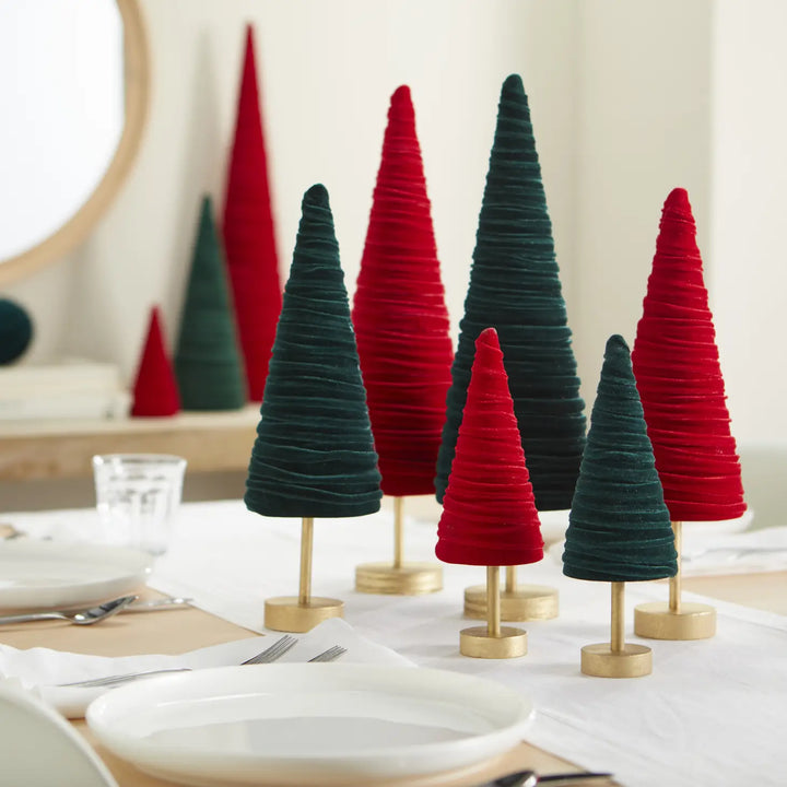 Handmade Pedestal Velvet Trees (Set of 3)