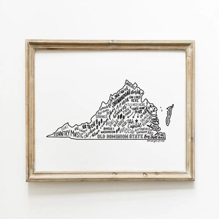 Virginia State Map Art Print