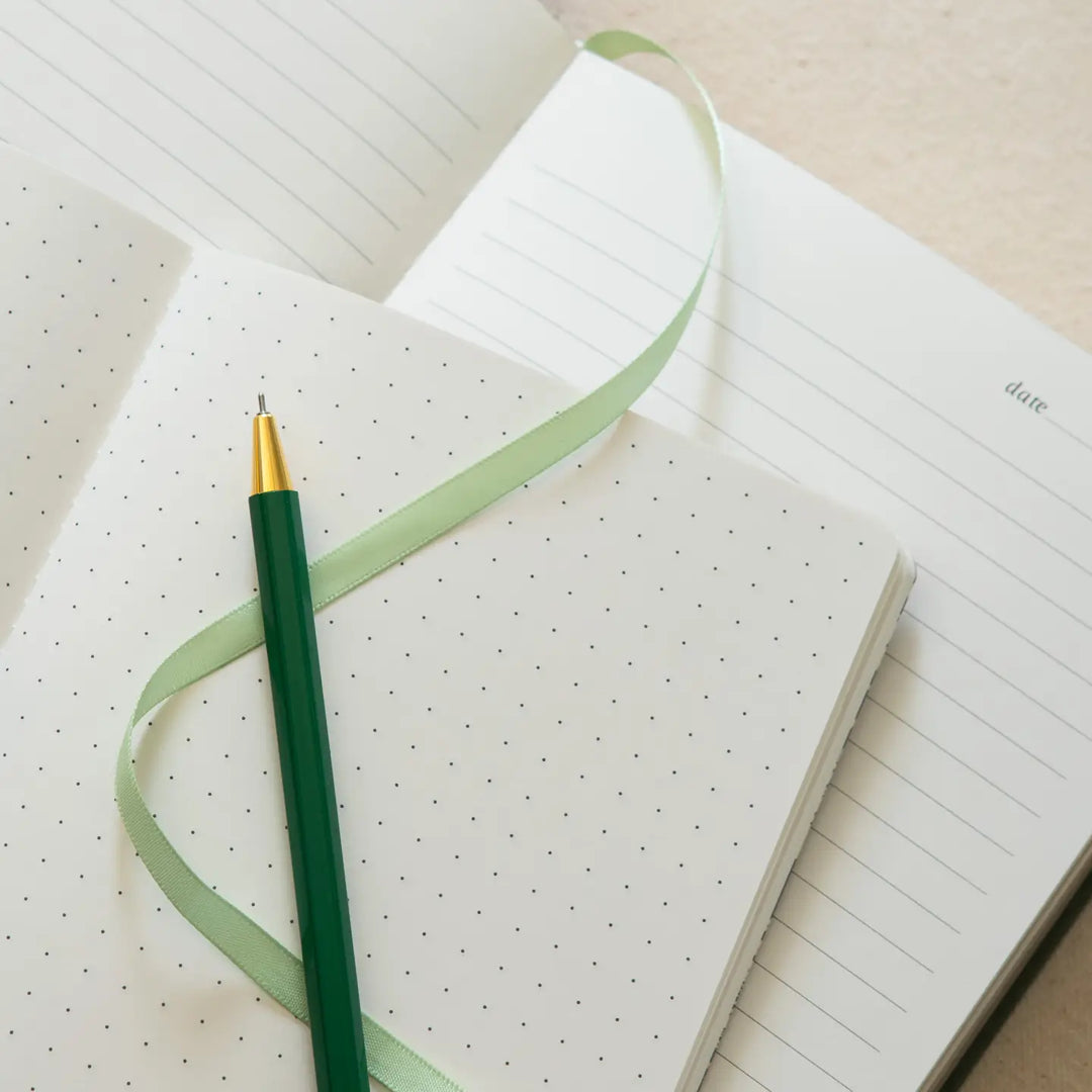 Linen Stitched Dot Grid Journal - Peacock