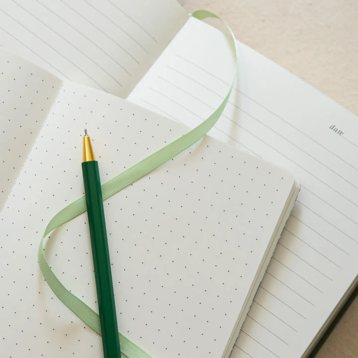 Linen Stitched Dot Grid Journal - Peacock