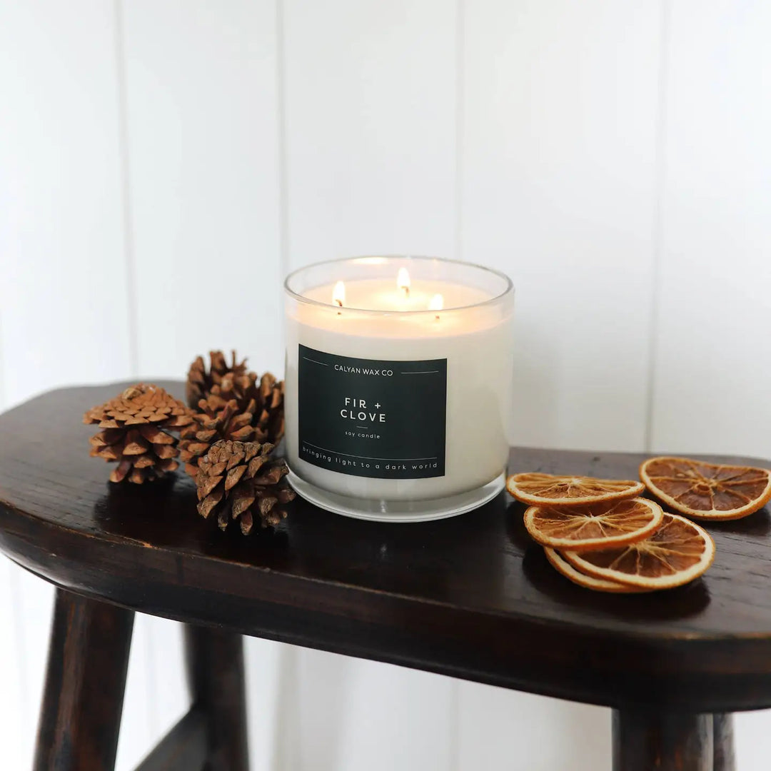 Fir + Clove - Clear Glass Tumbler Soy Candle