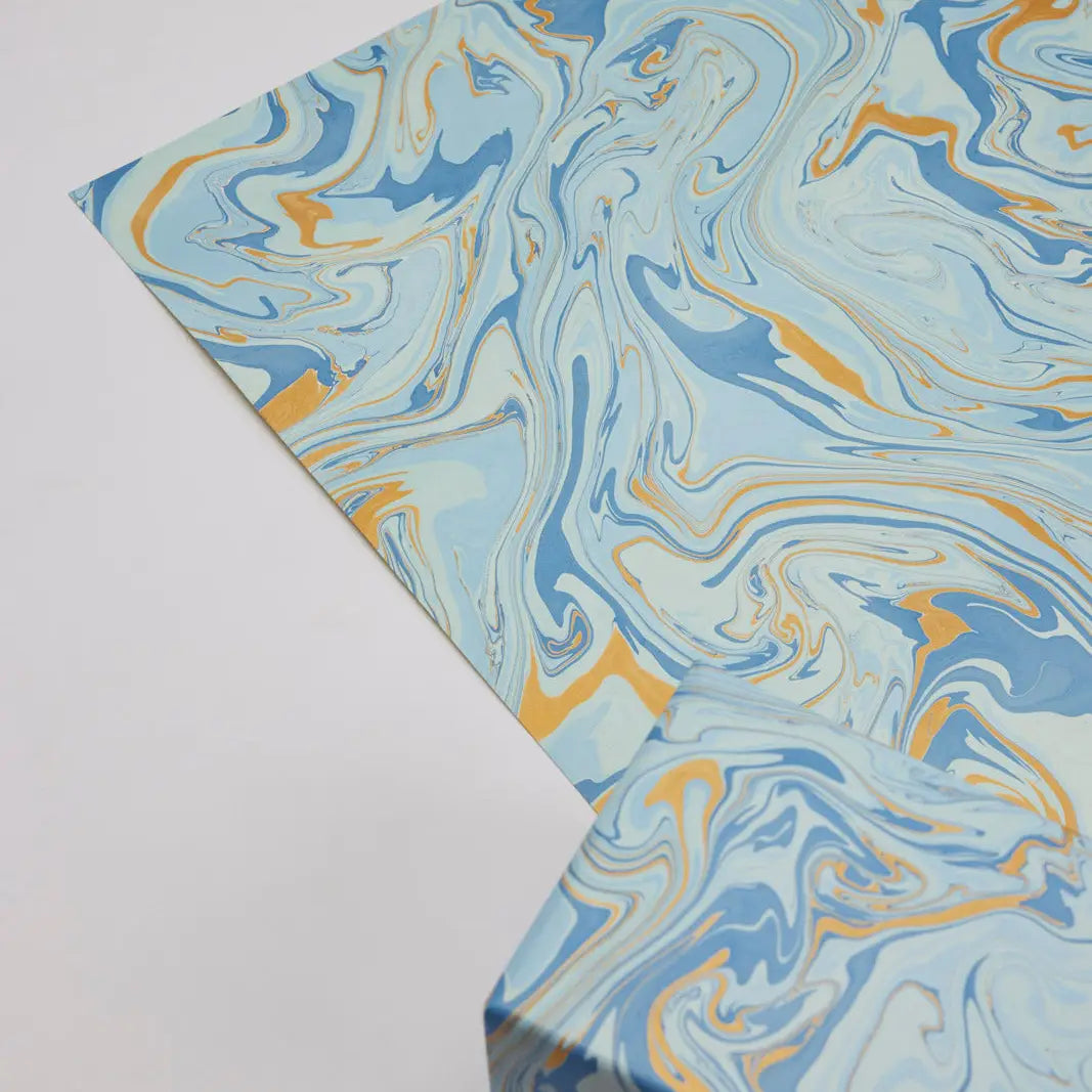 Hand Block Printed Gift Wrap Sheets - Free Spirit Summer Sky (Roll of 3)