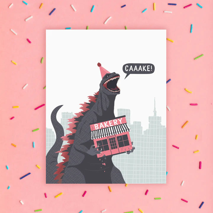 Godzilla's Bakery Birthday Card