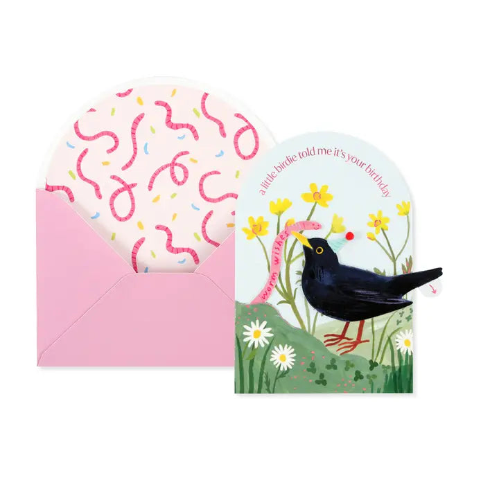Bird & Worm Pop-Up Birthday Card