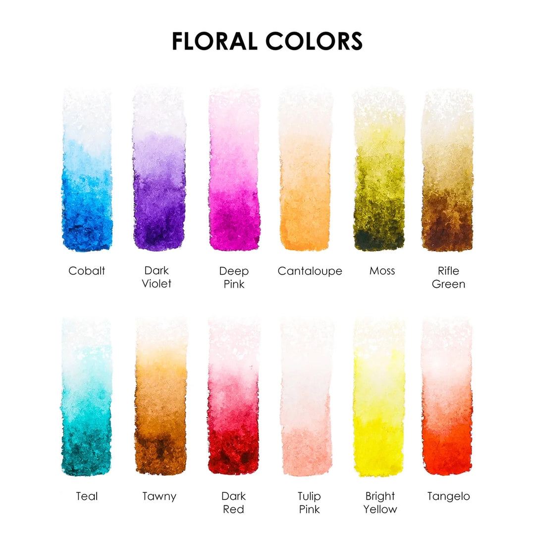 Watercolor Pocket Set of 12 Colors with Brush - Floral Colors