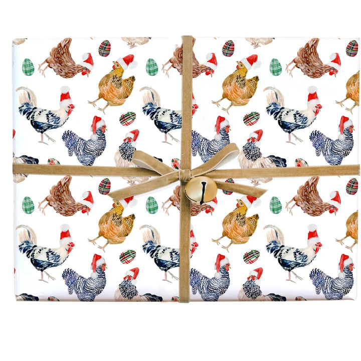 Christmas Chickens in Santa Hats Gift Wrap (Roll)