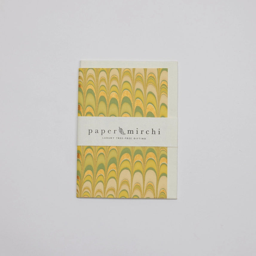 Hand Marbled Greeting Card - Scallops Daffodil