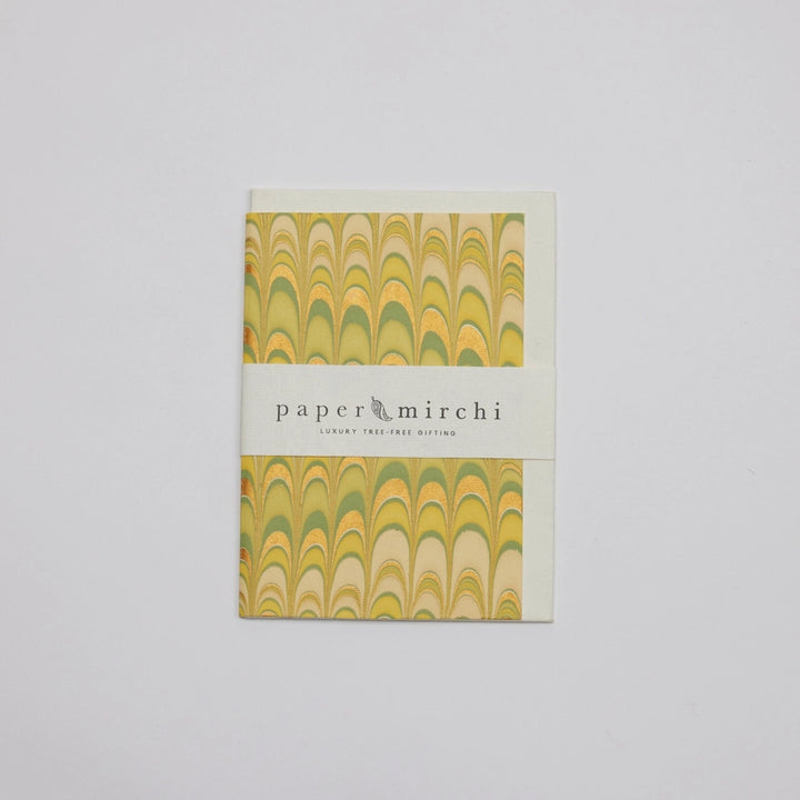 Hand Marbled Greeting Card - Scallops Daffodil