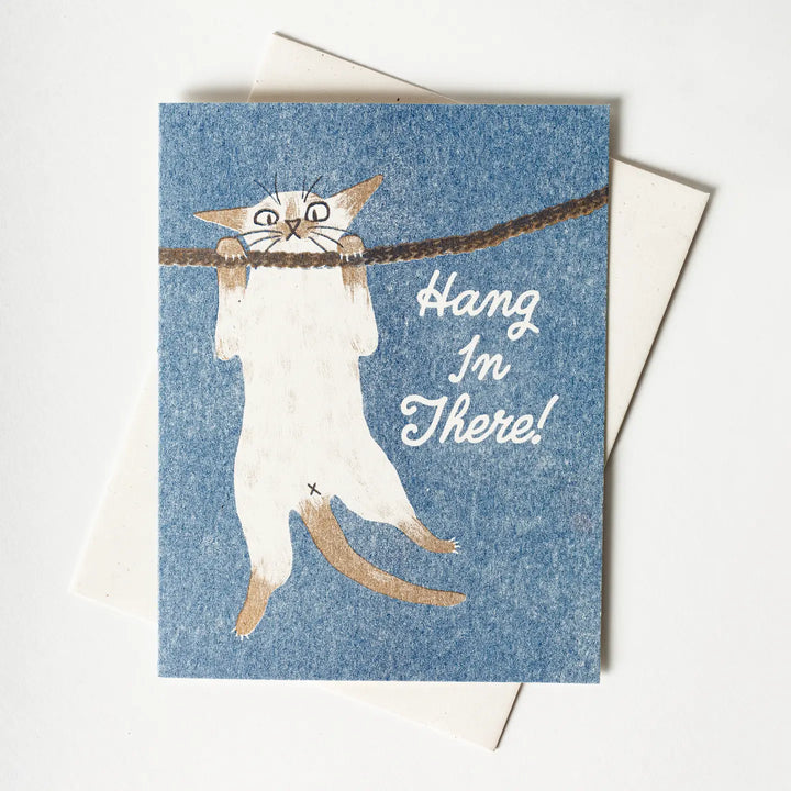 Hang in There! Cat - Risograph Card