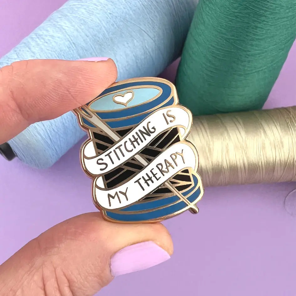 Stitching Is My Therapy Enamel Pin