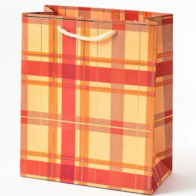 Orange Fall Plaid Gift Bag