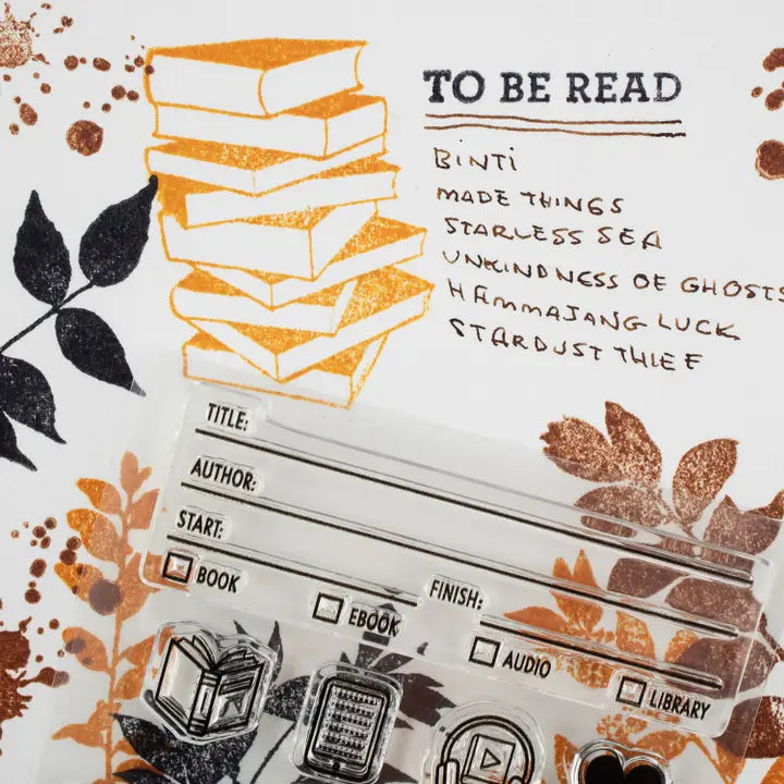 Book Tracker 3"x4" Clear Stamp Set (10 Stamp Designs)