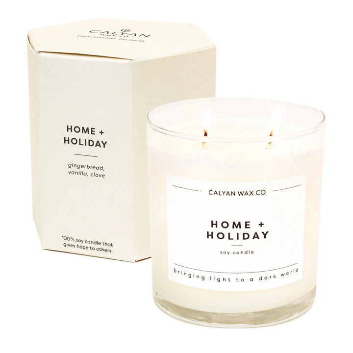 Home + Holiday - Clear Glass Tumbler Soy Candle