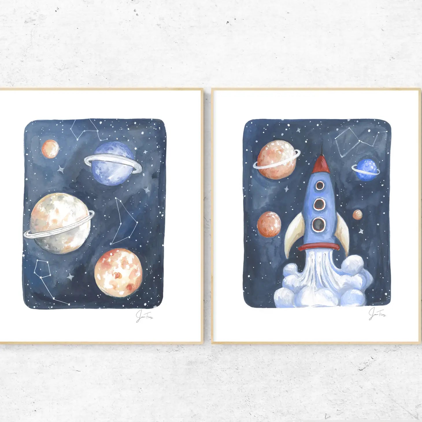 Rocket Ship Kids Art Print