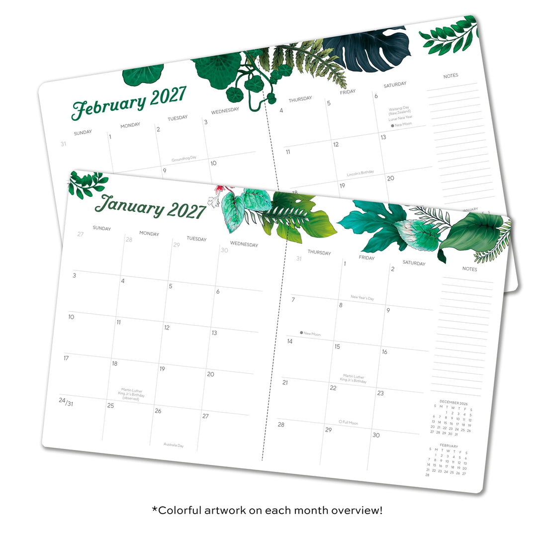 2027 Greenery High Note Monthly Planner