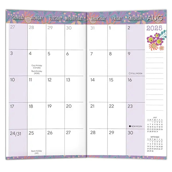 Flower Fancy 2026 Two-Year-Plus Pocket Planner (Aug 2025 - Dec 2027)