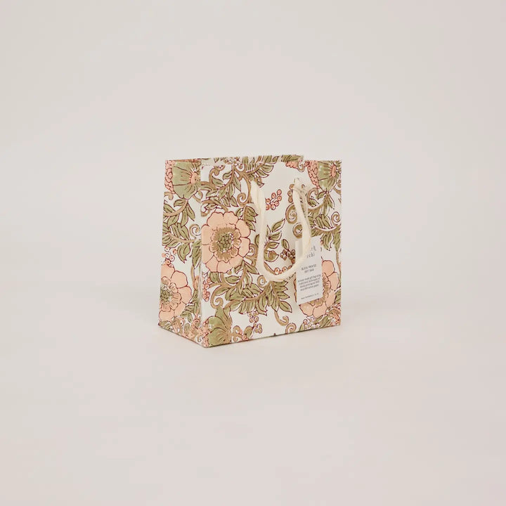 Hand Block Printed Gift Bags - Wild Roses Terracotta