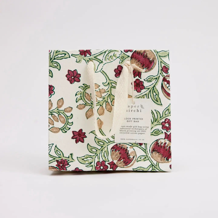 Hand Block Printed Gift Bags - Pomegranate Cherry