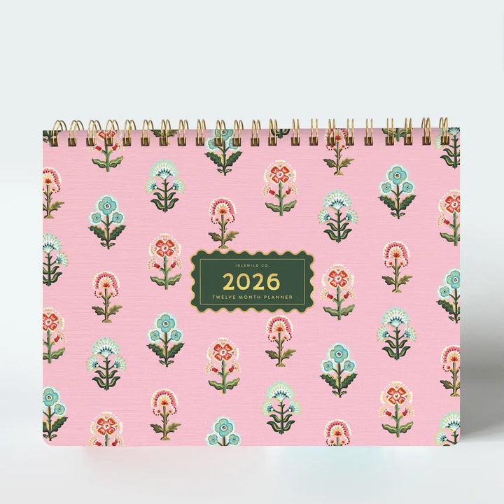 Block Print Desktop Planner (Jan-Dec 2026)