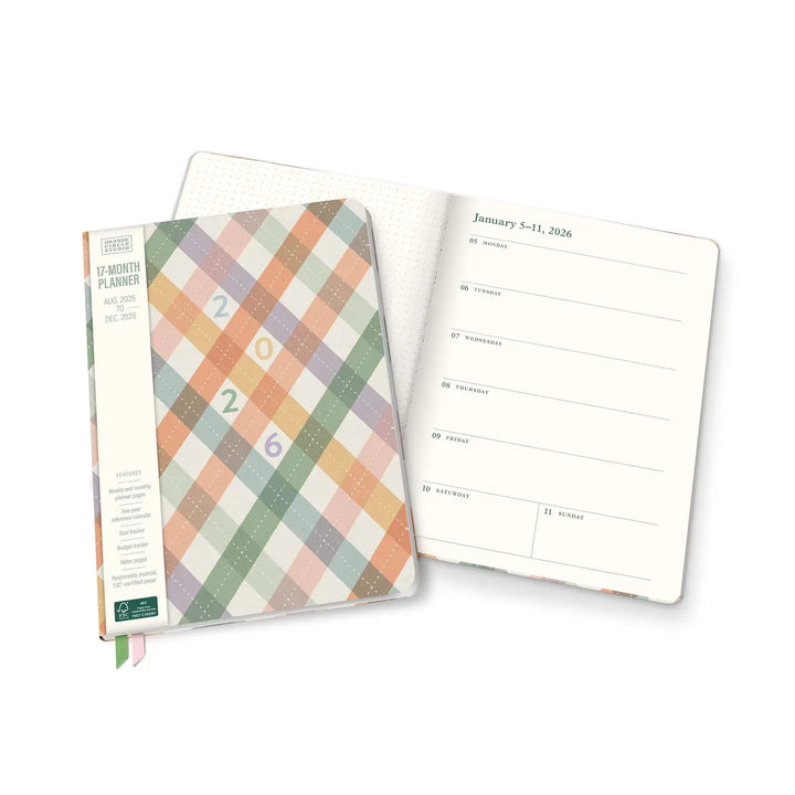 2026 As if Argyle Clara Clothbound Monthly Planner (Aug 2025 - Dec 2026)