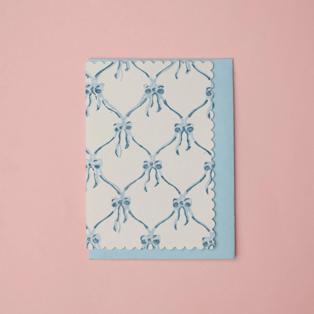 Hand Block Printed Greeting Card - Bows Alaska