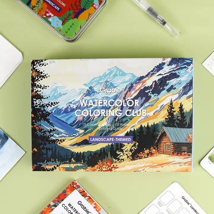 Watercolor Coloring Club Box - Landscape-Themed