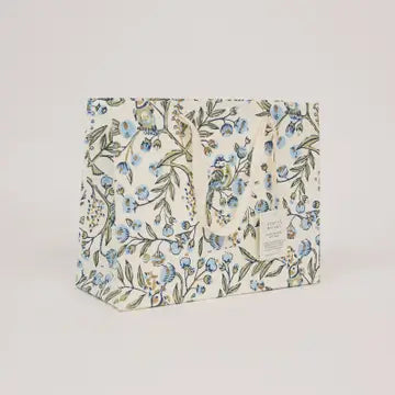 Hand Block Printed Gift Bags - Song Birds Blue Stone