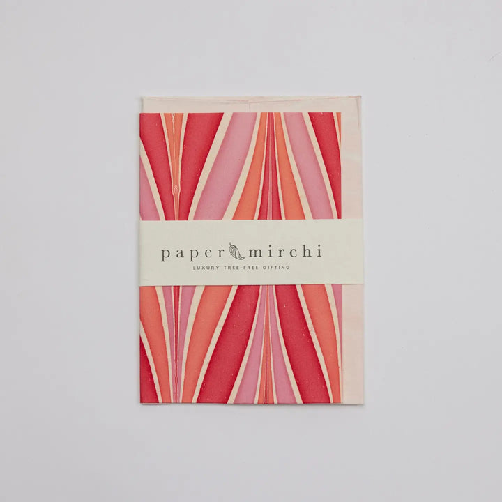 Hand Marbled Greeting Card - Candy Stripes Sugar Spice