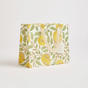 Hand Block Printed Gift Bags - Marigold Glitz Sunshine